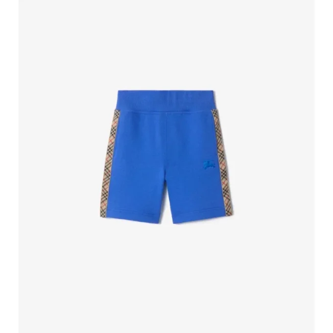 Pantaloni scurți din bumbac cu bordură în carouri