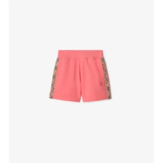 Pantaloni scurți din bumbac cu bordură în carouri
