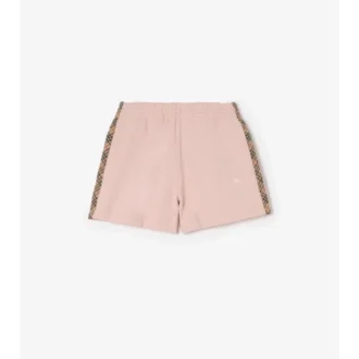 Pantaloni scurți din bumbac cu bordură în carouri Pantaloni scurți din bumbac cu bordură în carouri