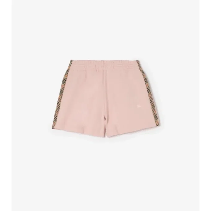 Pantaloni scurți din bumbac cu bordură în carouri Pantaloni scurți din bumbac cu bordură în carouri