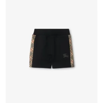 Pantaloni scurți din bumbac cu bordură în carouri