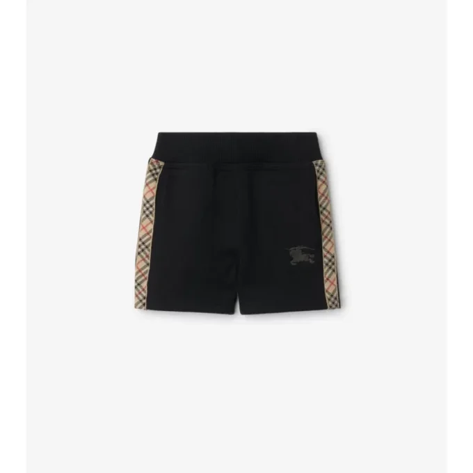 Pantaloni scurți din bumbac cu bordură în carouri Pantaloni scurți din bumbac cu bordură în carouri