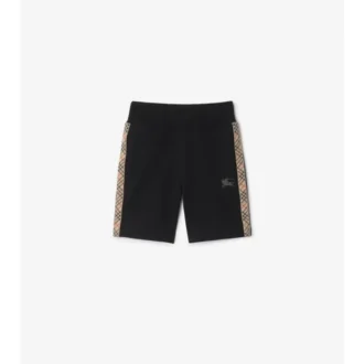 Pantaloni scurți din bumbac cu bordură în carouri