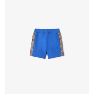Pantaloni scurți din bumbac cu bordură în carouri