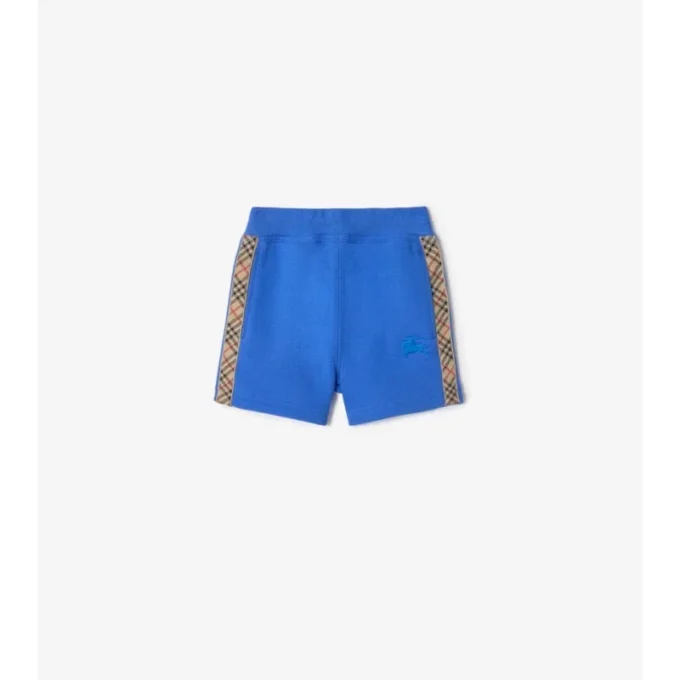 Pantaloni scurți din bumbac cu bordură în carouri Pantaloni scurți din bumbac cu bordură în carouri