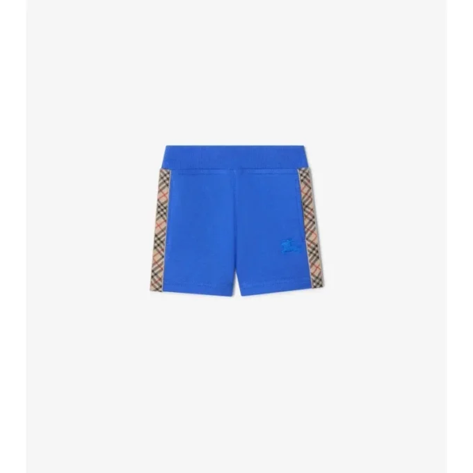 Pantaloni scurți din bumbac cu bordură în carouri Pantaloni scurți din bumbac cu bordură în carouri
