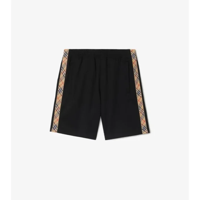 Pantaloni scurți din bumbac cu bordură în carouri