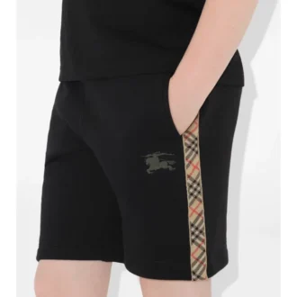 Pantaloni scurți din bumbac cu bordură în carouri