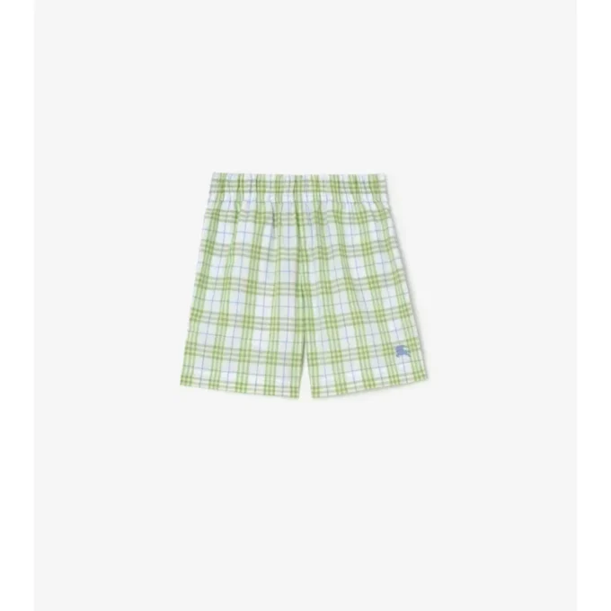 Pantaloni scurți din bumbac cu imprimeu în carouri Pantaloni scurți din bumbac cu imprimeu în carouri