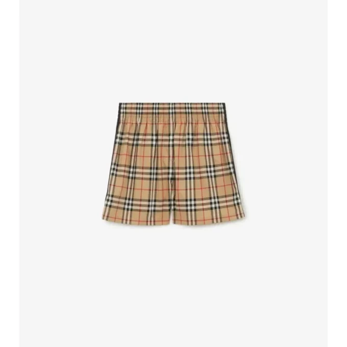Pantaloni scurți din bumbac cu model în carouri Pantaloni scurți din bumbac cu model în carouri