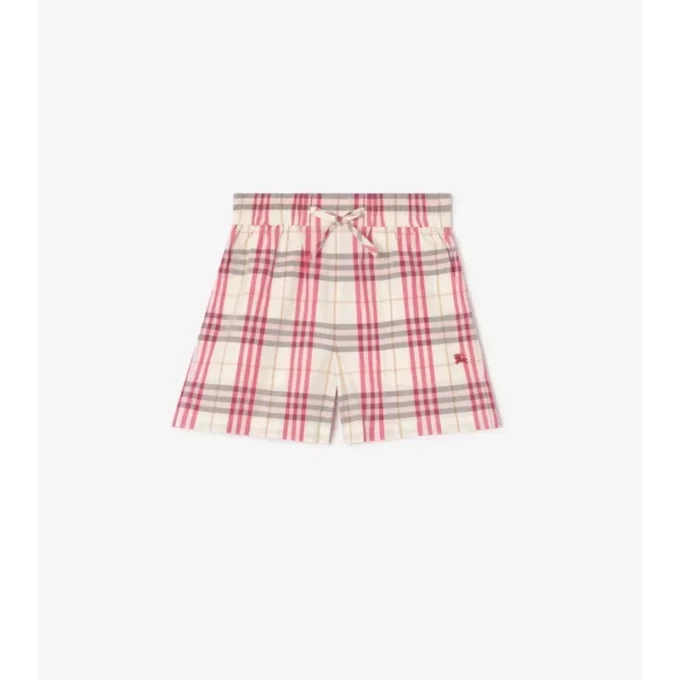 Pantaloni scurți din bumbac cu model în carouri Pantaloni scurți din bumbac cu model în carouri