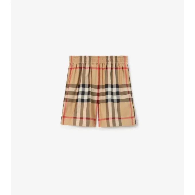 Pantaloni scurți din bumbac cu model în carouri Pantaloni scurți din bumbac cu model în carouri