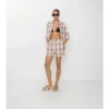 Pantaloni scurți din bumbac cu model în carouri Pantaloni scurți din bumbac cu model în carouri