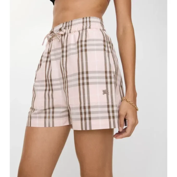 Pantaloni scurți din bumbac cu model în carouri Pantaloni scurți din bumbac cu model în carouri