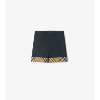 Pantaloni scurți din bumbac cu revere în carouri