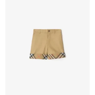 Pantaloni scurți din bumbac cu revere în carouri