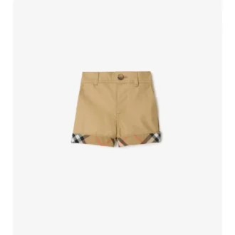 Pantaloni scurți din bumbac cu revere în carouri