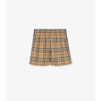 Pantaloni scurți din bumbac elastic cu imprimeu în carouri