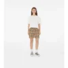 Pantaloni scurți din bumbac elastic cu imprimeu în carouri Pantaloni scurți din bumbac elastic cu imprimeu în carouri