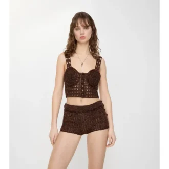 Pantaloni scurți din bumbac Moulina croșetați