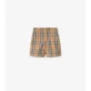 Pantaloni scurți din bumbac Oxford cu imprimeu în carouri Pantaloni scurți din bumbac Oxford cu imprimeu în carouri