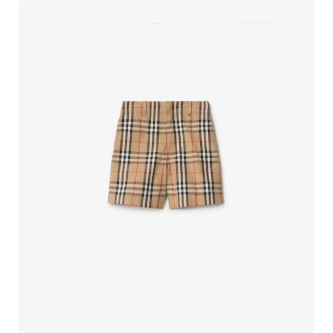 Pantaloni scurți din bumbac Oxford cu imprimeu în carouri Pantaloni scurți din bumbac Oxford cu imprimeu în carouri