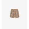 Pantaloni scurți din bumbac Oxford cu imprimeu în carouri Pantaloni scurți din bumbac Oxford cu imprimeu în carouri