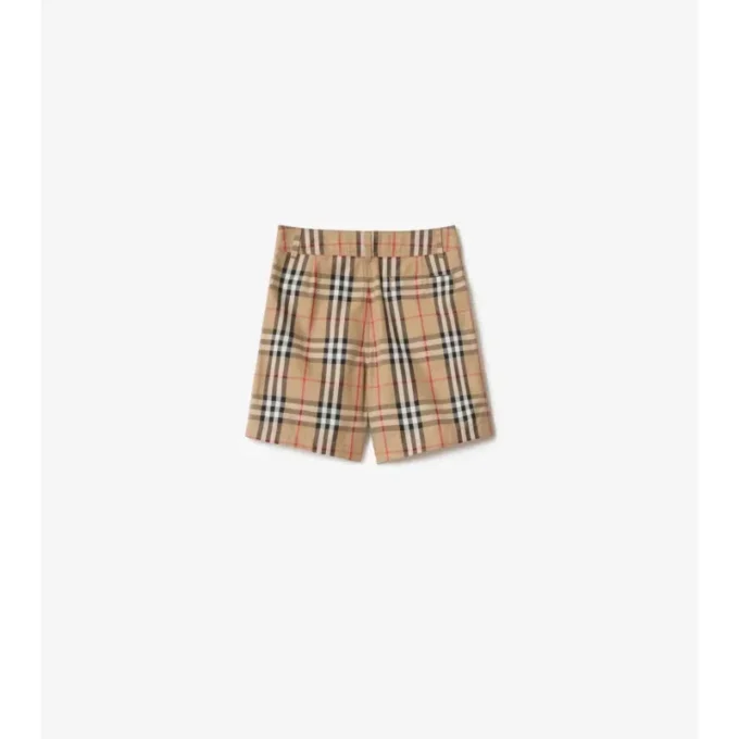 Pantaloni scurți din bumbac Oxford cu imprimeu în carouri Pantaloni scurți din bumbac Oxford cu imprimeu în carouri