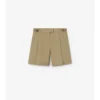 Pantaloni scurți din poplin de bumbac cu bordură în carouri Pantaloni scurți din poplin de bumbac cu bordură în carouri