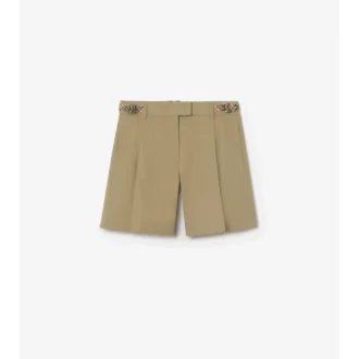 Pantaloni scurți din poplin de bumbac cu bordură în carouri