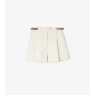 Pantaloni scurți din poplin de bumbac cu bordură în carouri