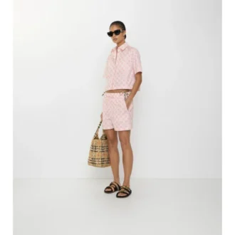 Pantaloni scurți din poplin de bumbac cu model în damă EKD