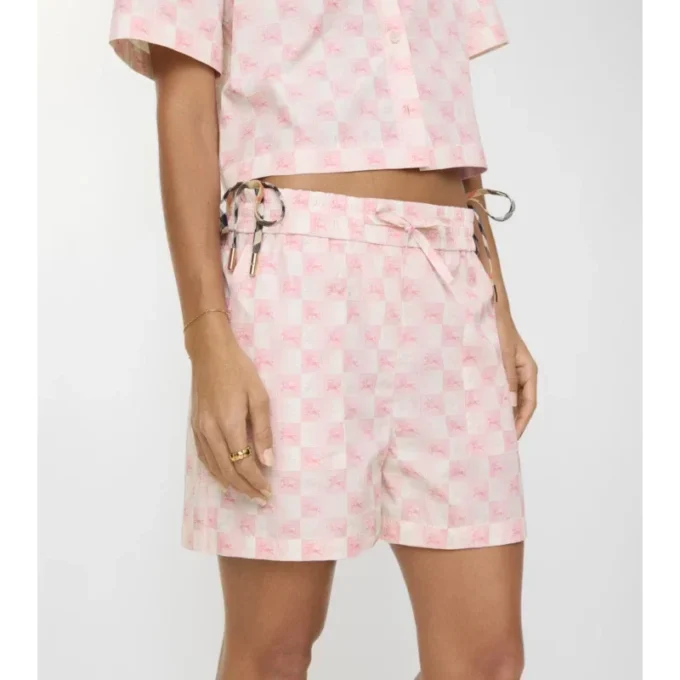 Pantaloni scurți din poplin de bumbac cu model în damă EKD Pantaloni scurți din poplin de bumbac cu model în damă EKD