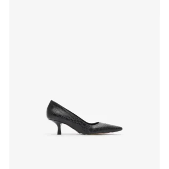 Pantofi pumps cu toc jos din piele în carouri