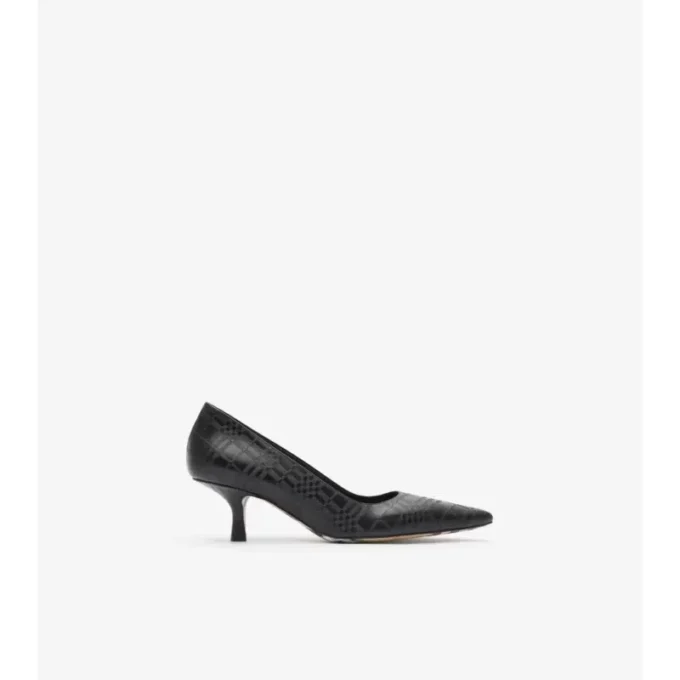 Pantofi pumps cu toc jos din piele în carouri Pantofi pumps cu toc jos din piele în carouri
