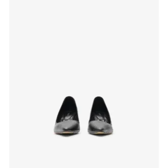 Pantofi pumps cu toc jos din piele în carouri