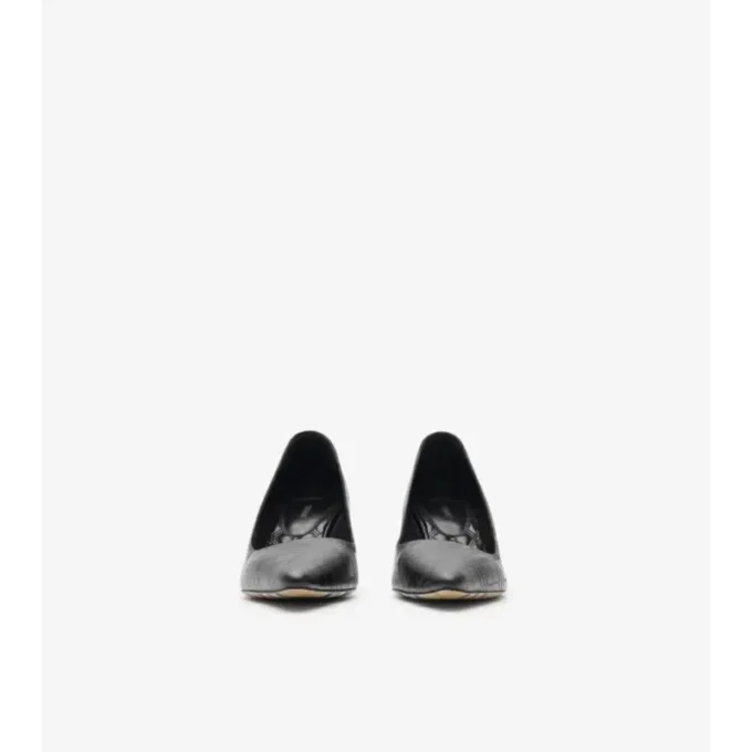 Pantofi pumps cu toc jos din piele în carouri Pantofi pumps cu toc jos din piele în carouri