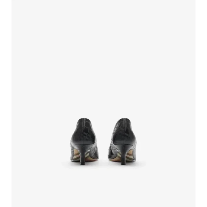 Pantofi pumps cu toc jos din piele în carouri Pantofi pumps cu toc jos din piele în carouri