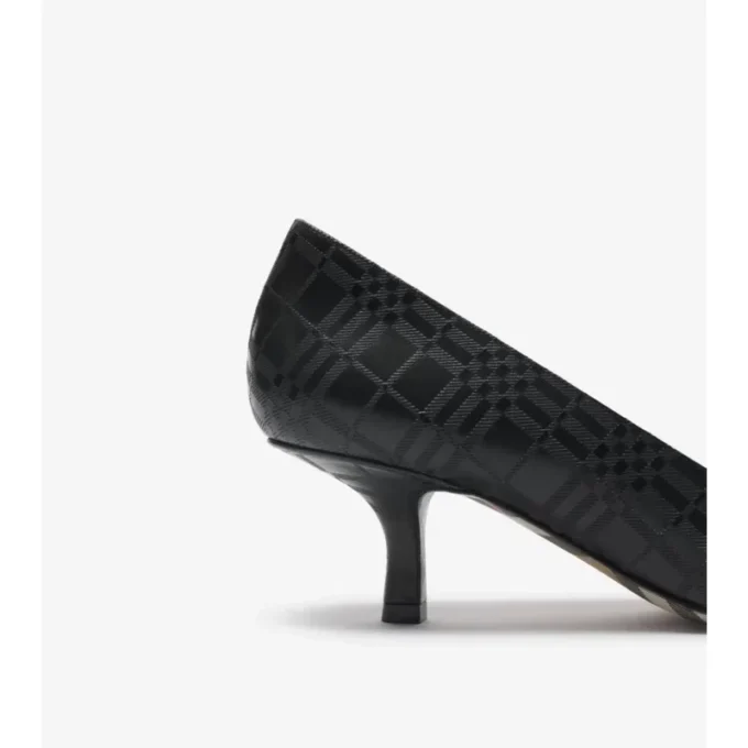 Pantofi pumps cu toc jos din piele în carouri Pantofi pumps cu toc jos din piele în carouri