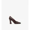 Pantofi pumps din piele cu model în carouri Pantofi pumps din piele cu model în carouri