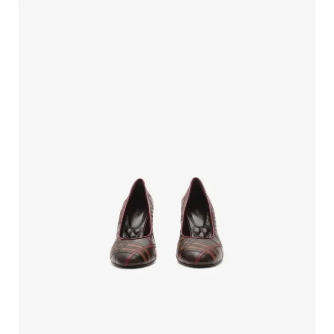 Pantofi pumps din piele cu model în carouri Pantofi pumps din piele cu model în carouri