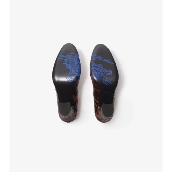 Pantofi pumps din piele cu model în carouri Pantofi pumps din piele cu model în carouri
