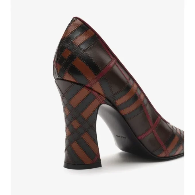 Pantofi pumps din piele cu model în carouri Pantofi pumps din piele cu model în carouri