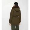 Parka din gabardină cu finisaj din piele de oaie Parka din gabardină cu finisaj din piele de oaie