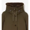 Parka din gabardină cu finisaj din piele de oaie Parka din gabardină cu finisaj din piele de oaie