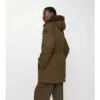 Parka din gabardine cu bordură din piele de oaie Parka din gabardine cu bordură din piele de oaie