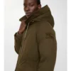 Parka din gabardine cu bordură din piele de oaie Parka din gabardine cu bordură din piele de oaie
