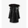Parka din piele cu franjuri detașabile Parka din piele cu franjuri detașabile