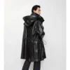 Parka din piele cu franjuri detașabile Parka din piele cu franjuri detașabile