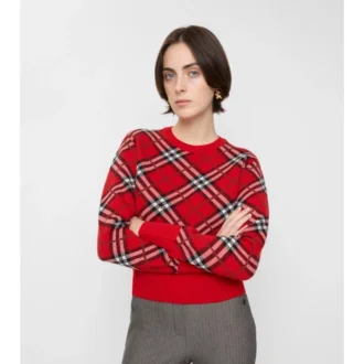 Pulover din amestec de lână și cașmir cu model în carouri